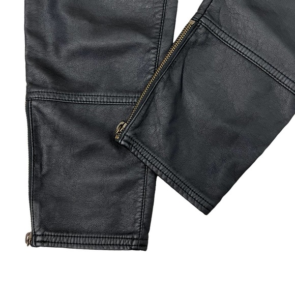 Free People Faux Leather Pants Size 4 Zip Ankle Zipper Pockets Moto Skinny Black - Picture 5 of 7